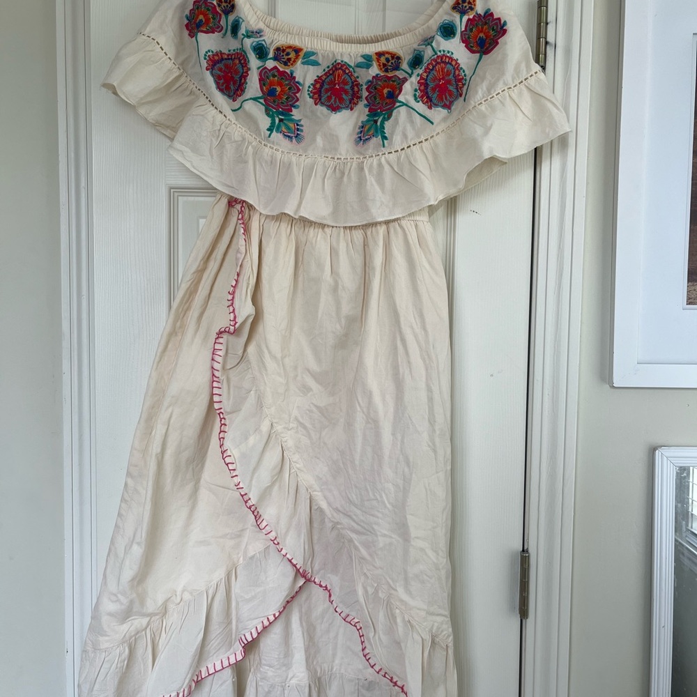 Embroidered Off-Shoulder Cream Dress